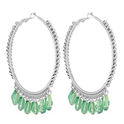 Designer green bead hoop earring